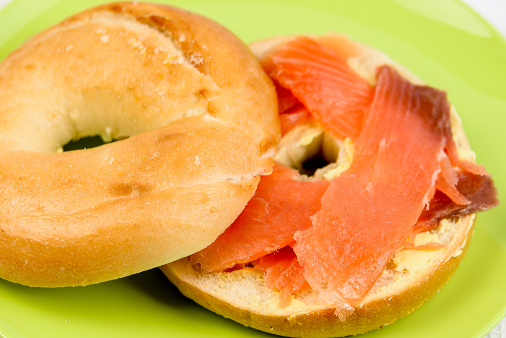 Saturday lunch. Smoked salmon on a bagel.